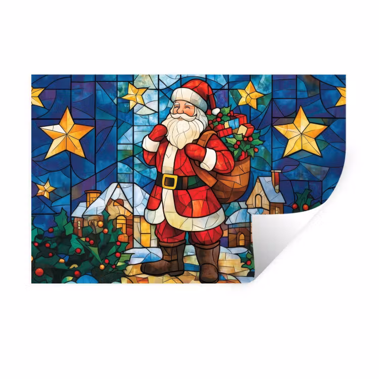 Muursticker - Kerstman - Glas - Kleurrijk — 1