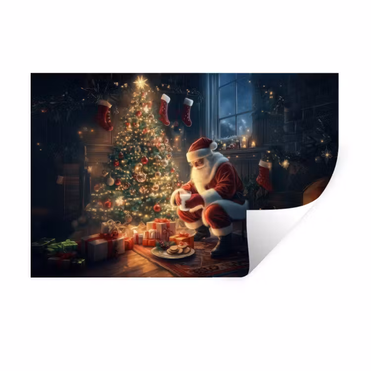 Muursticker - Kerstman - Haard - Donker — 1