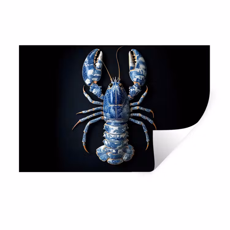 Muursticker - Kreeft - Delftsblauw - Schild - Stoer — 1