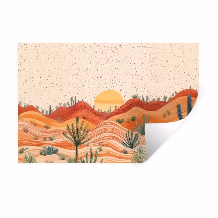 Muursticker - Landschap - Heuvels - Zonsondergang — 1