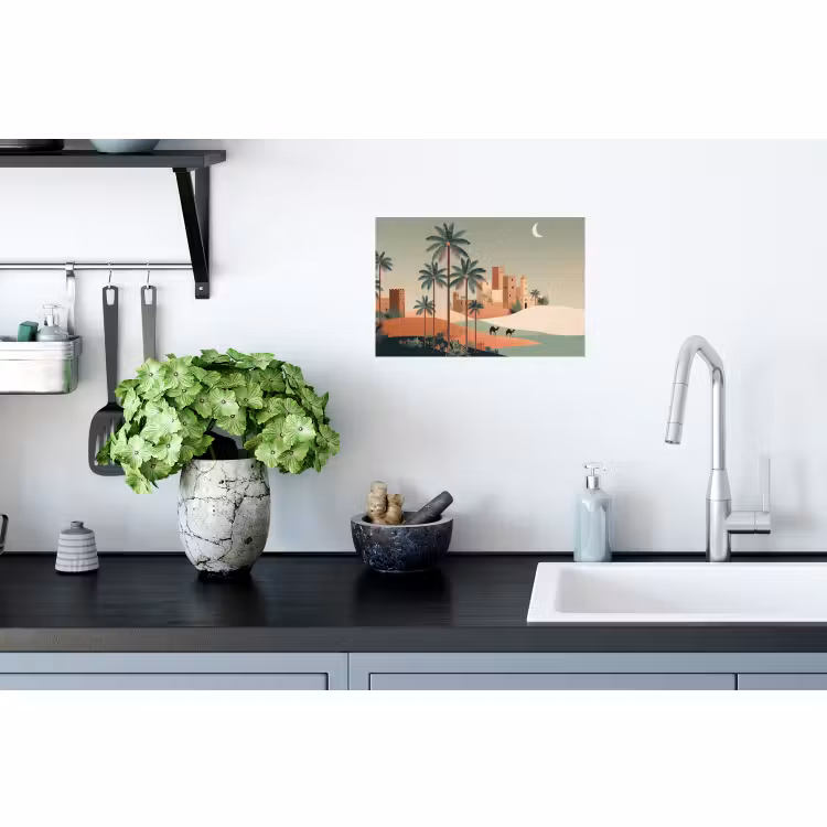 Muursticker - Nachtlandschap - Kamelen - Sterren - zandduinden — 2