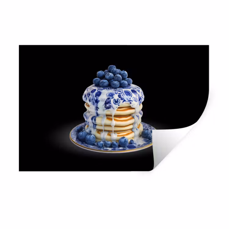 Muursticker - Pannenkoeken - Blauwe Bessen - Bord — 1