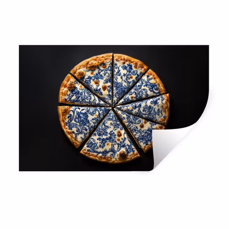 Muursticker - Pizza - Eten - Delftsblauw — 1