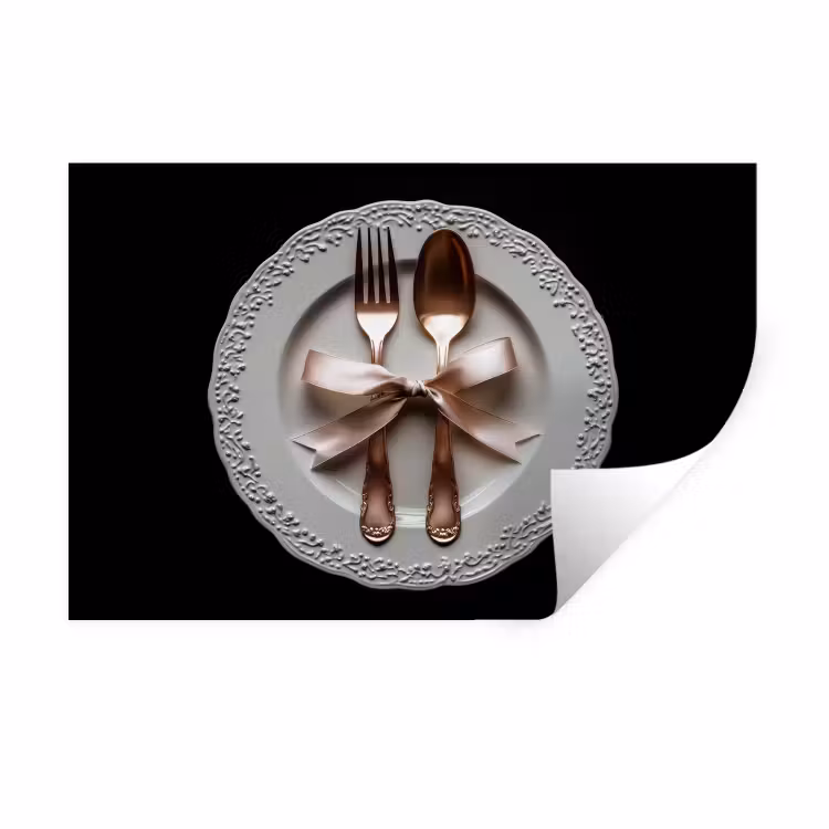 Muursticker - Rose - Strik - Bestek — 1