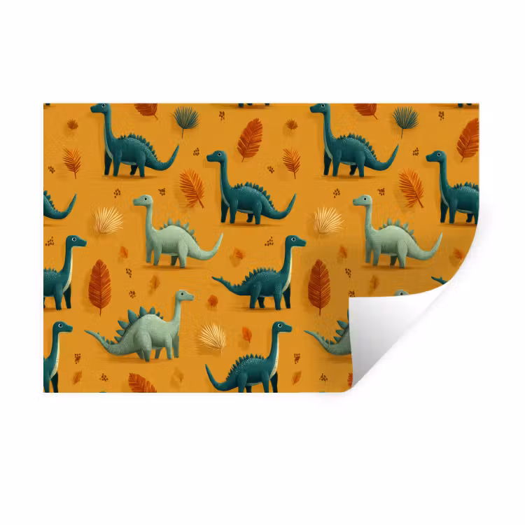 Muursticker - Dinosaurussen - Stekels - Herfstbladeren - Bruin — 1