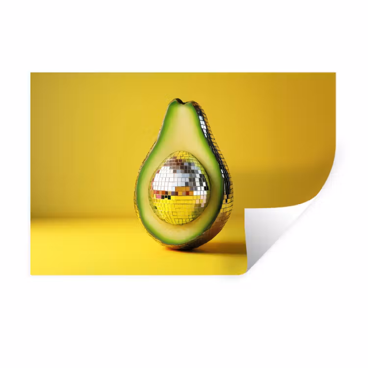 Muursticker - Avocado - Discobal - Geel - Glitter — 1