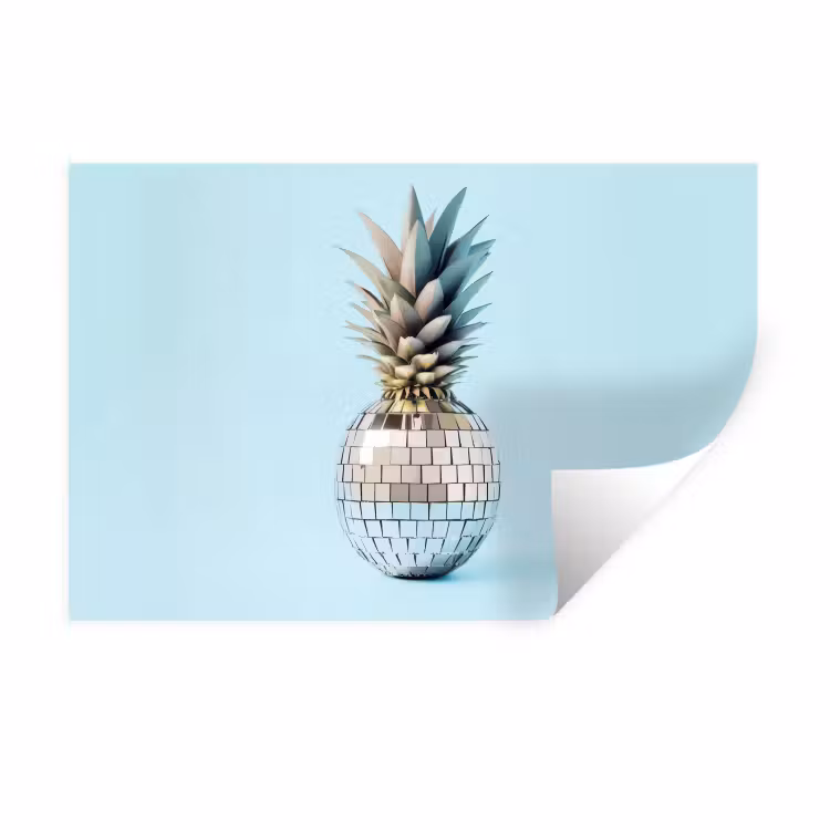 Muursticker - Blauw - Ananas - Disco - Discobal — 1