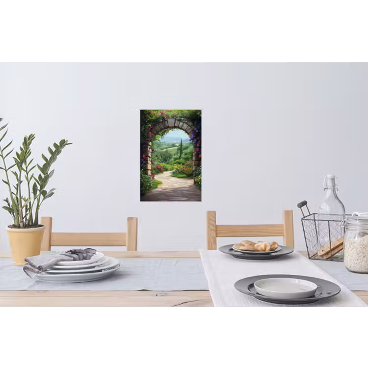 Muursticker - Doorkijk - Landschap - Bloemen - Pad - Uitzicht — 3