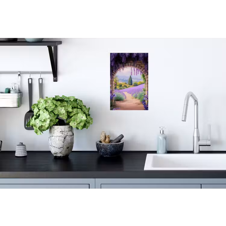 Muursticker - Doorkijk - Lavendel - Bloemen - Paars - Poort — 2