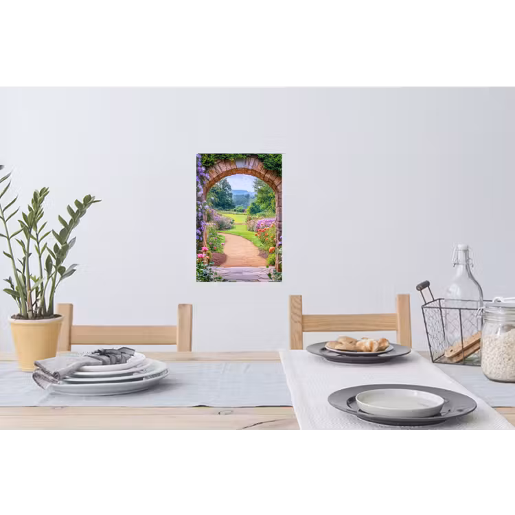Muursticker - Doorkijk - Poort - Bloemen - Tuin — 3
