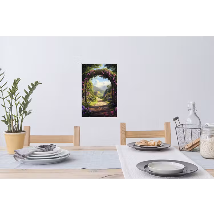 Muursticker - Doorkijk - Rozenboog - Uitzicht - Landschap - Bloemen — 3