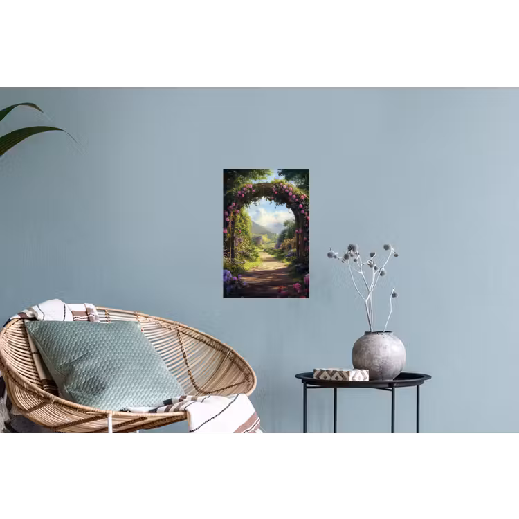 Muursticker - Doorkijk - Rozenboog - Uitzicht - Landschap - Bloemen — 4