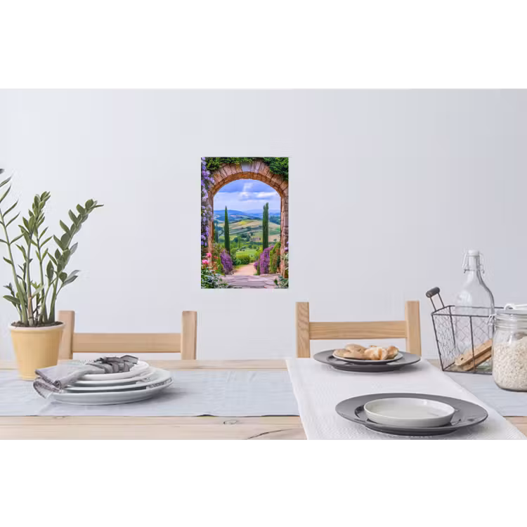 Muursticker - Doorkijk - Toscane - Landschap - Poort — 3