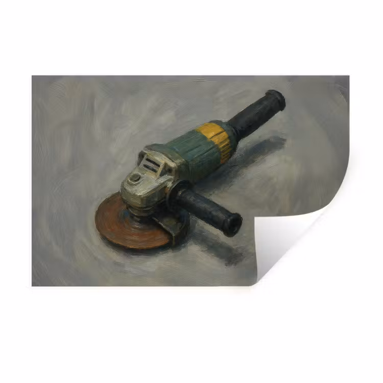 Muursticker - Haakse slijper - Schilderij - Gereedschap — 1
