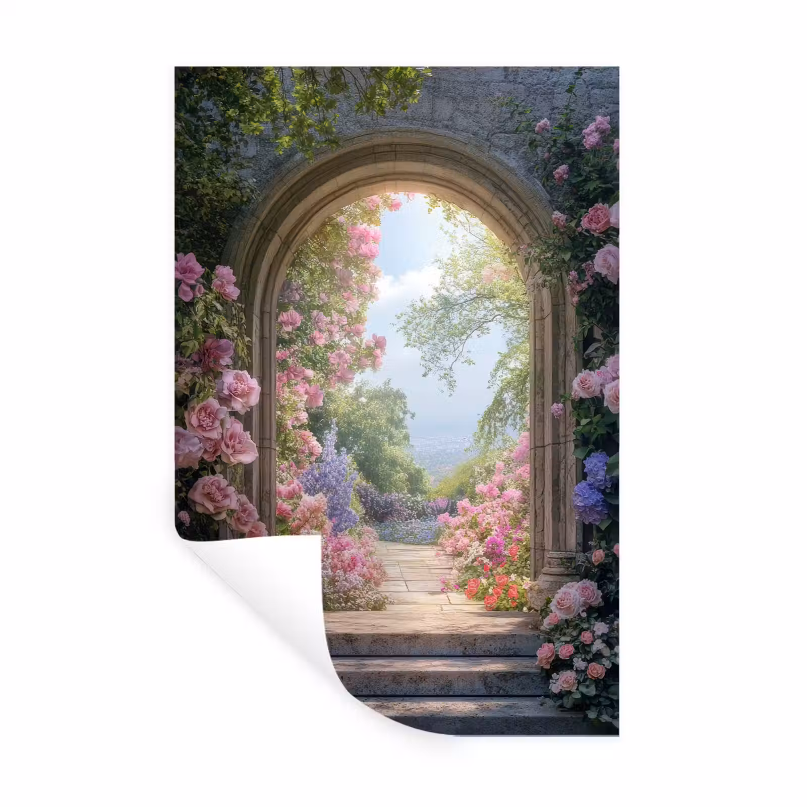 Muursticker - Doorkijk - Rozen - Vintage - Bloemen — 1