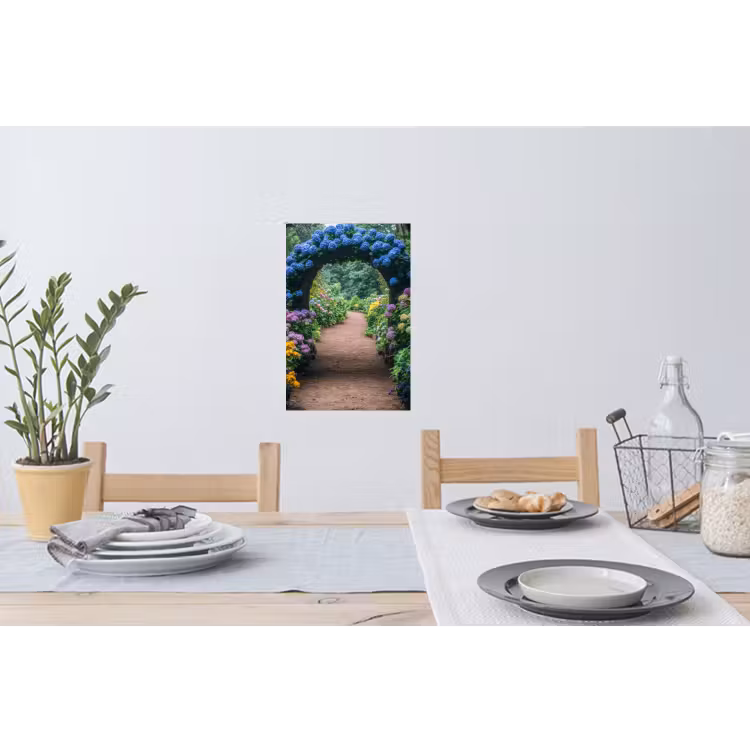 Muursticker - Doorkijk - Bloemen - Hortensia - Pad — 3