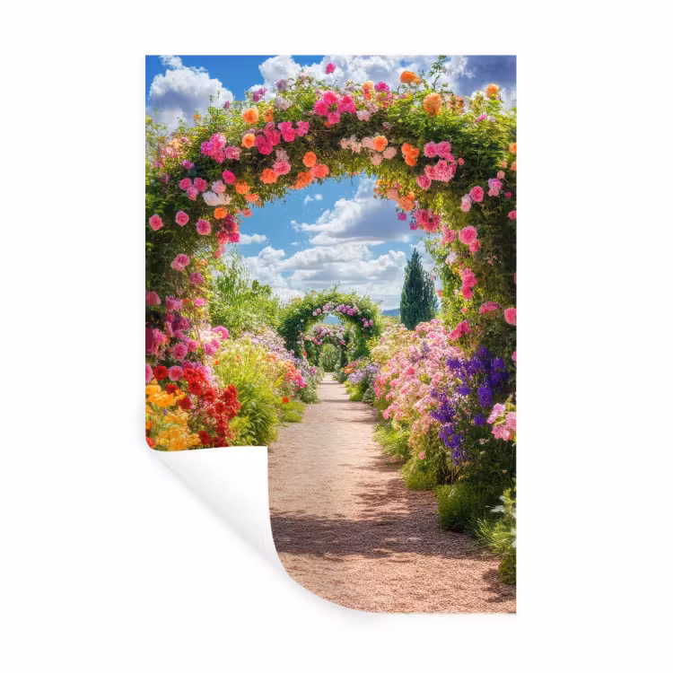 Muursticker - Doorkijk - Bloemen - Kleurrijk - Natuur — 1