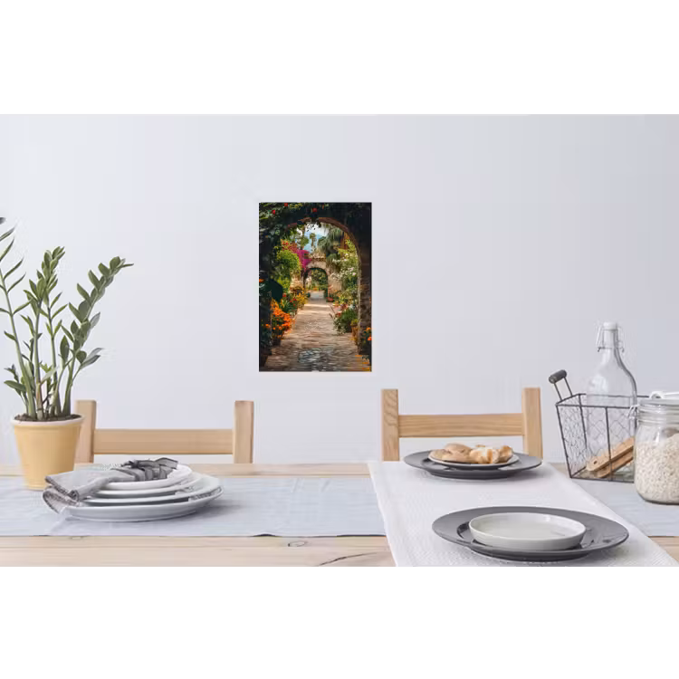 Muursticker - Doorkijk - Bloemen - Poort - Stenen — 3