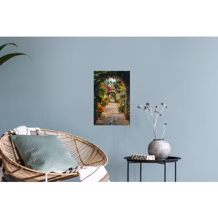 Muursticker - Doorkijk - Bloemen - Poort - Stenen — 4