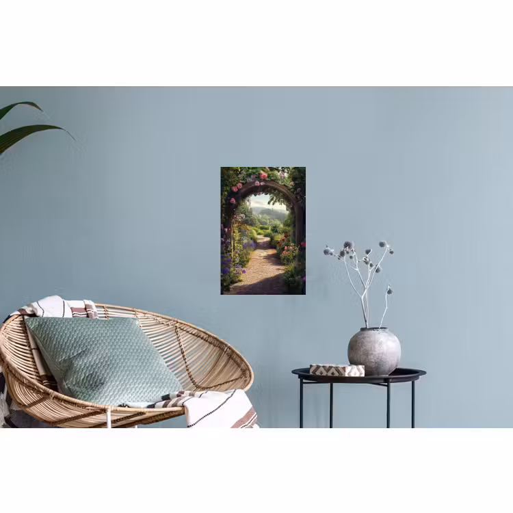 Muursticker - Doorkijk - Landschap - Bloemen - Rozenboog - Natuur — 4
