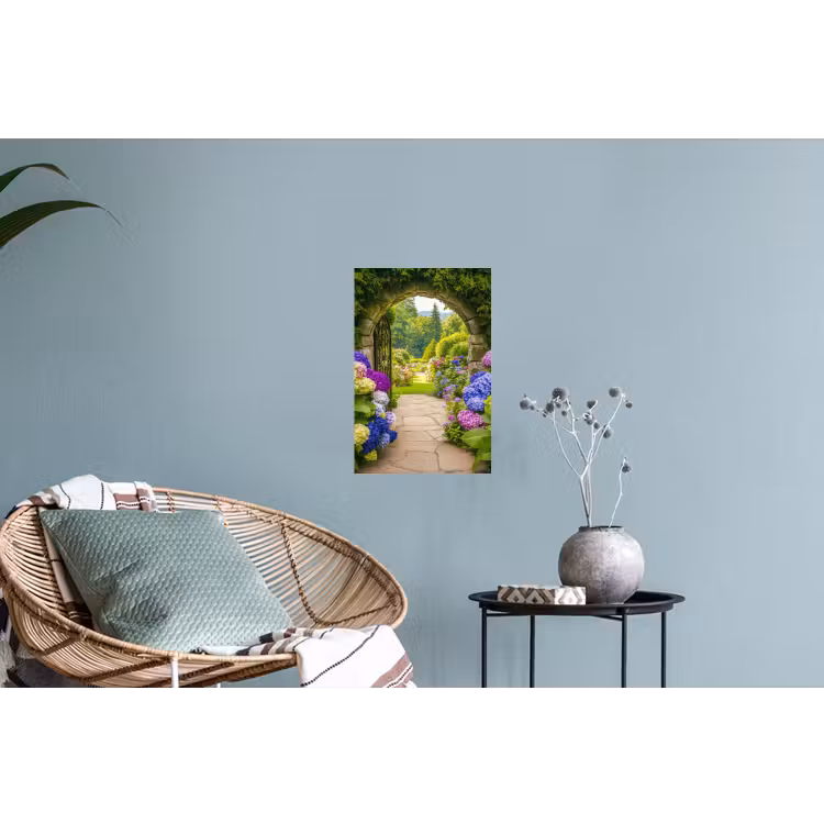 Muursticker - Doorkijk - Poort - Hortensia - Bloementuin — 4