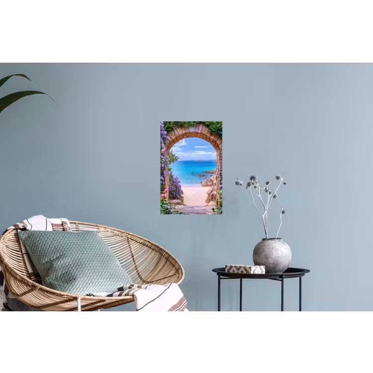 Muursticker - Doorkijk - Poort - Zee - Strand - Rotsen — 4