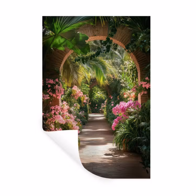Muursticker - Doorkijk - Tropisch - Bloemen - Natuur — 1