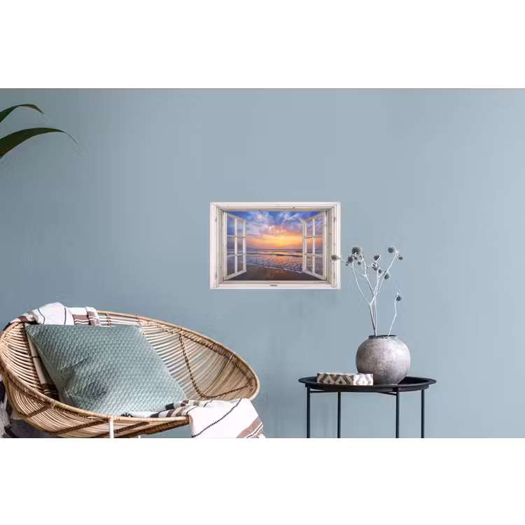 Muursticker - Doorkijk - Zee - Strand - Zonsondergang - Blauw — 4