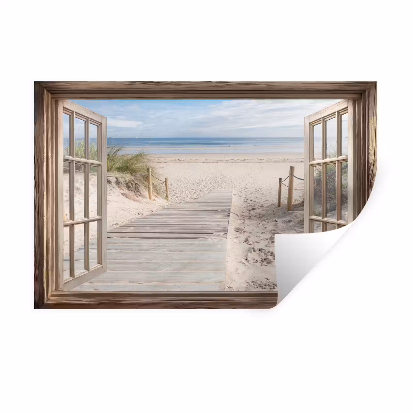 Muursticker - Doorkijk - Strand - Duinen - Pad - Landschap — 1