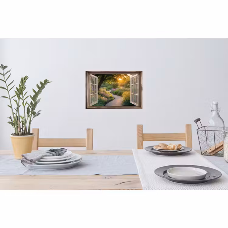 Muursticker - Doorkijk - Bloemen - Natuur - Zon - Pad — 3