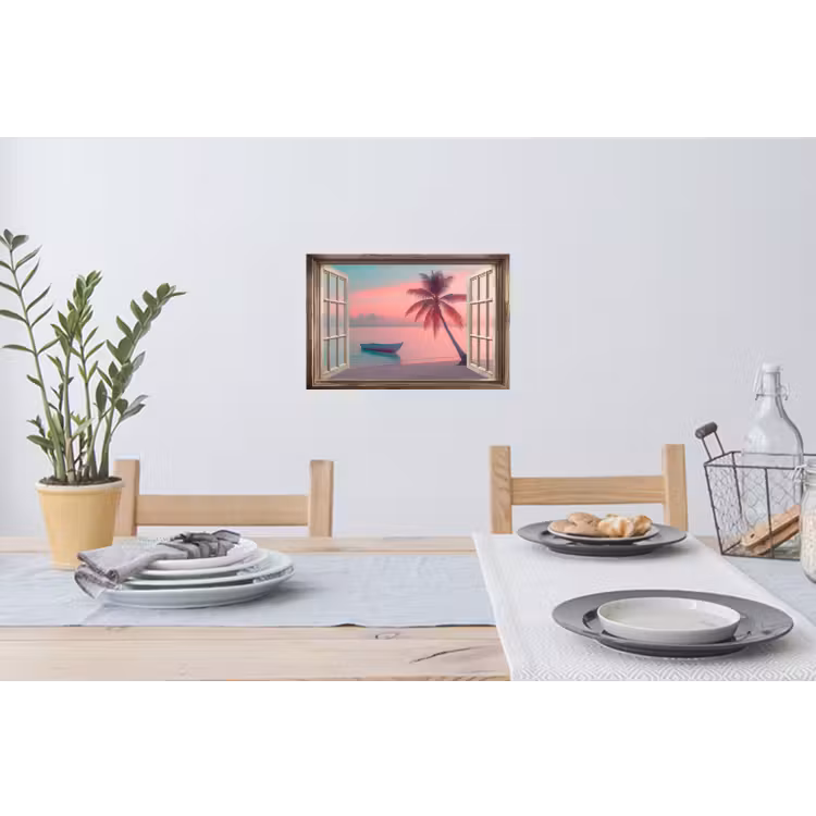 Muursticker - Doorkijk - Strand - Palmboom - Tropisch — 3