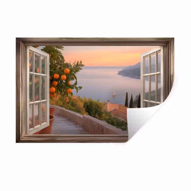Muursticker - Doorkijk - Uitzicht - Meer - Landschap — 1