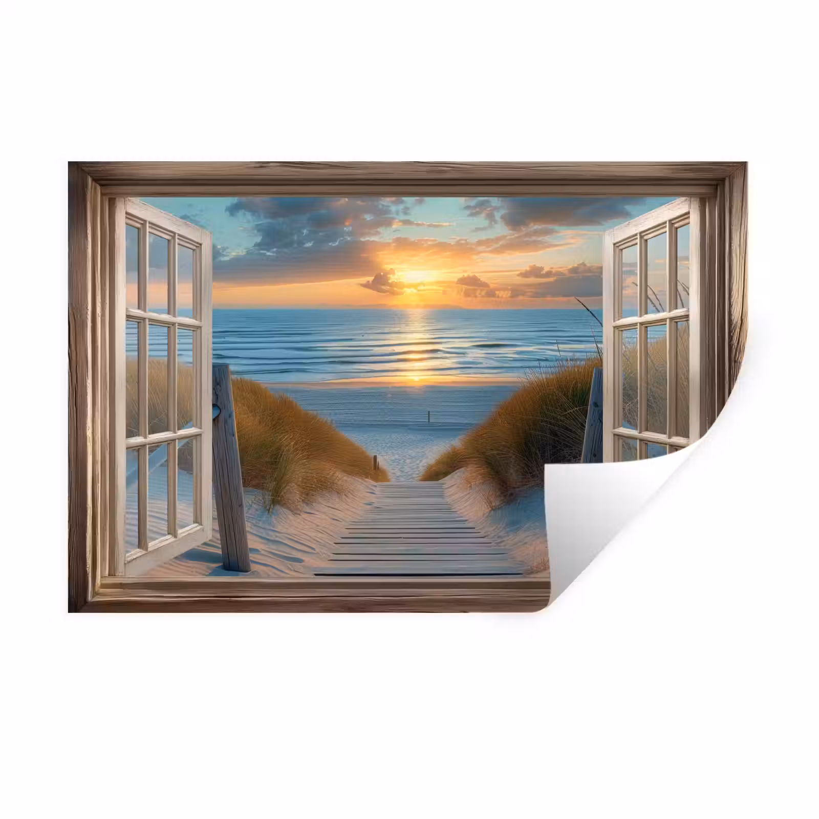 Muursticker - Doorkijk - Strand - Pad - Zonsondergang — 1