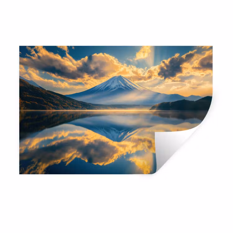 Muursticker - Berg - Rivier - Zonsondergang — 1