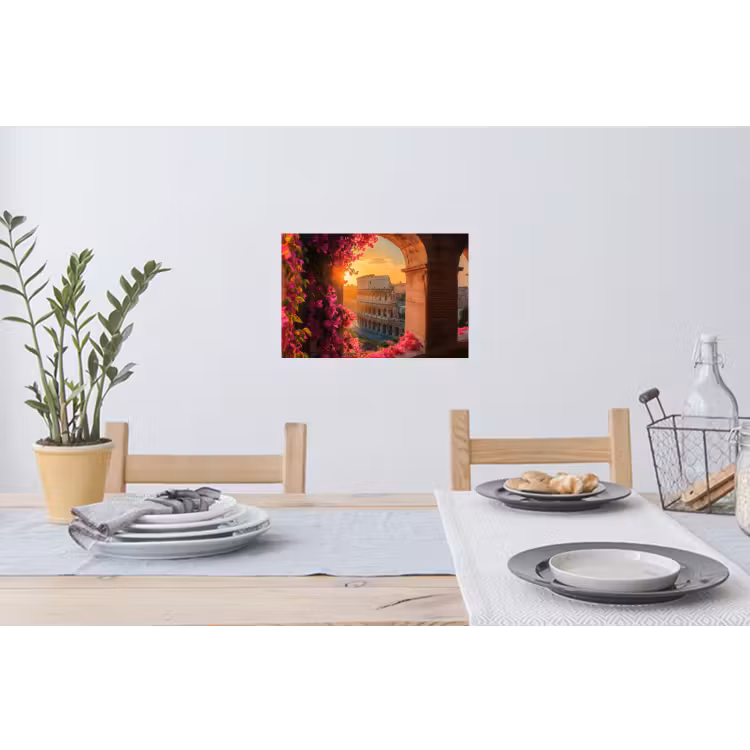 Muursticker - Colosseum - Rome - Roze Bloemen — 3