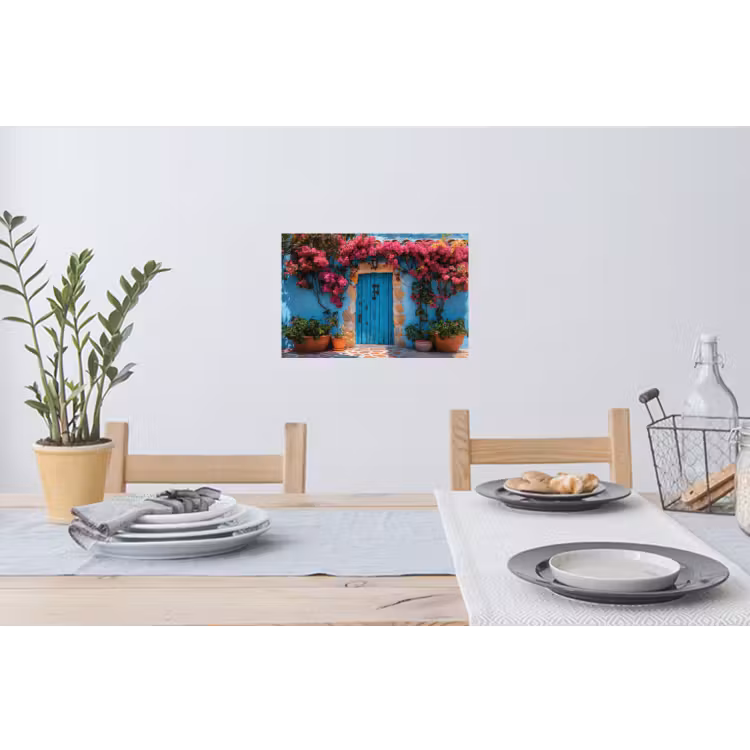 Muursticker - Deur - Hout - Bloemen - Blauw — 3