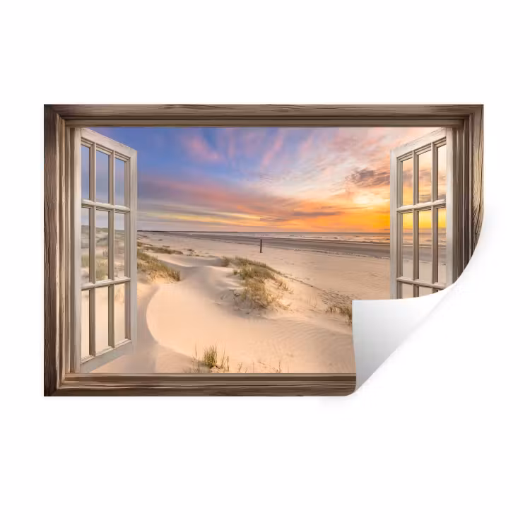 Muursticker - Doorkijk - Strand - Duinen - Natuur - Landschap — 1