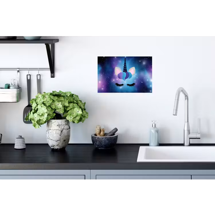 Muursticker - Eenhoorn - Sterren - Blauw — 2