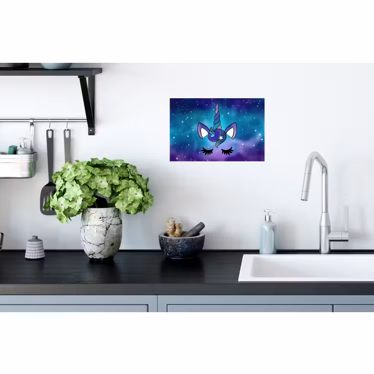 Muursticker - Eenhoorn - Sterrenhemel - Ster - Blauw — 2