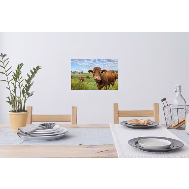 Muursticker - Koe - Weide - Bloemen — 3