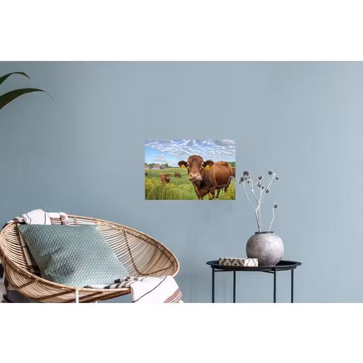 Muursticker - Koe - Weide - Bloemen — 4