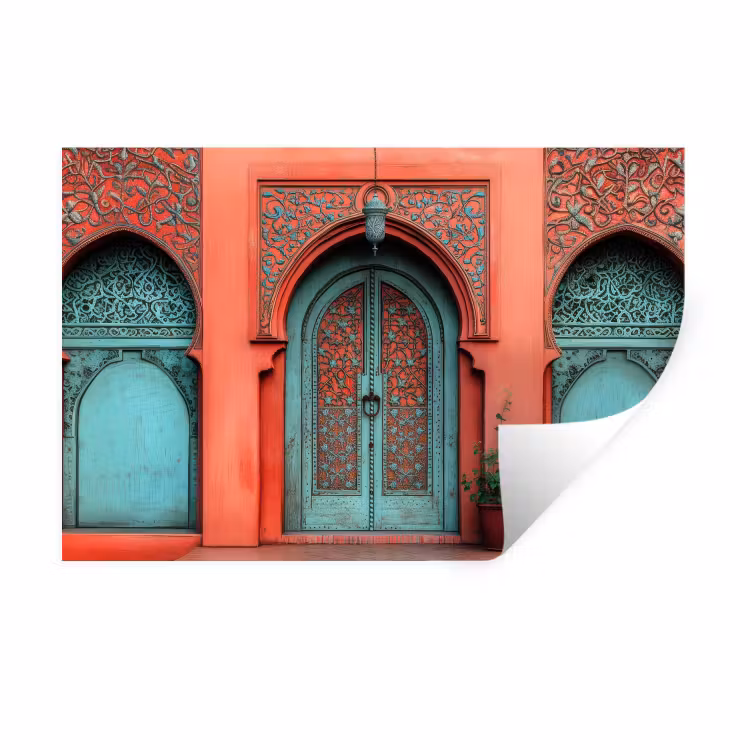 Muursticker - Lantaarn - Deur - Turquoise — 1