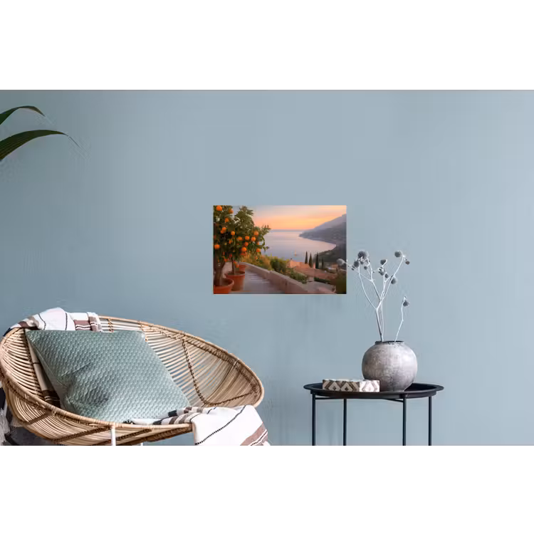 Muursticker - Middelandse zee - Sinaasappel - Heuvels - Zee — 4