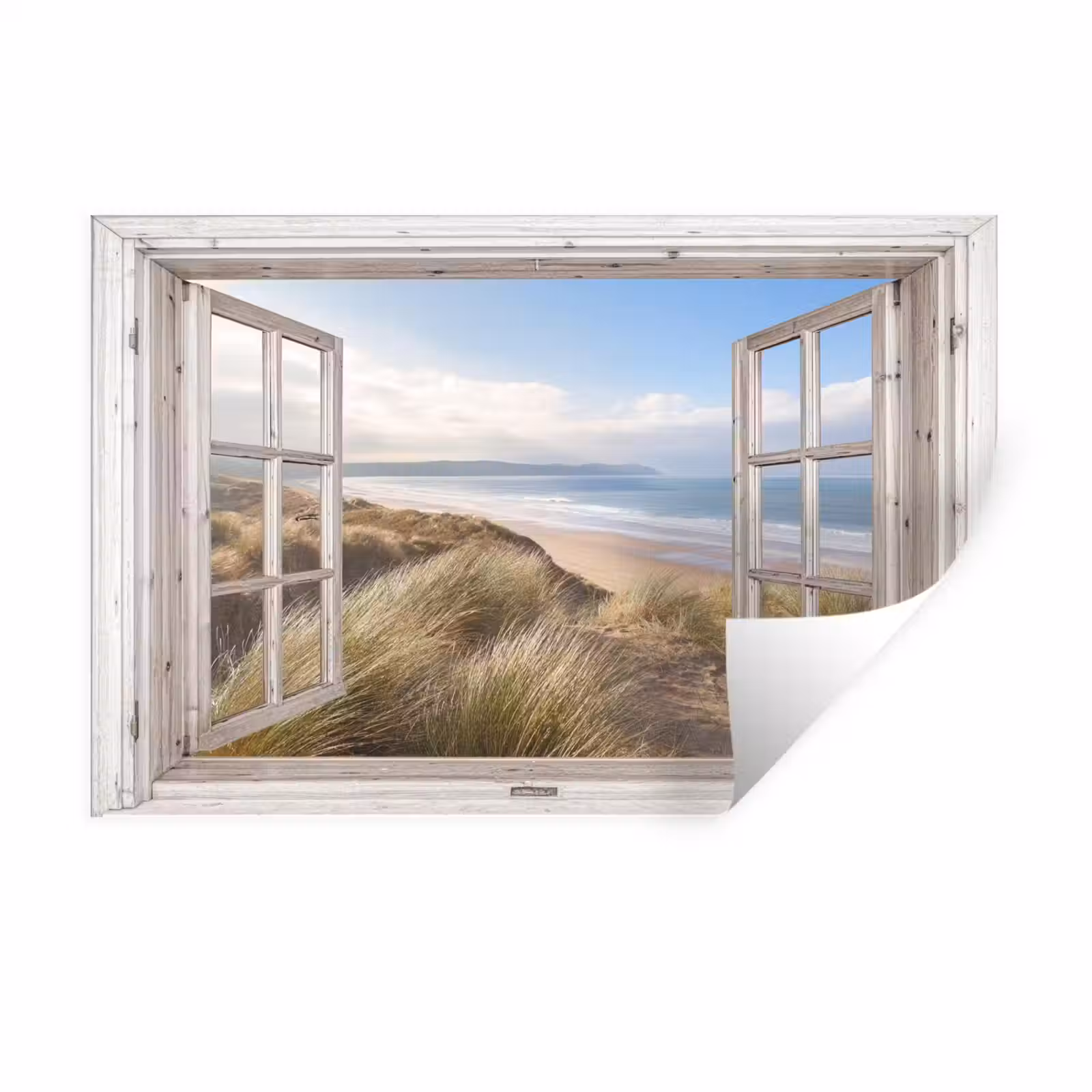 Muursticker - Doorkijk - Zee - Strand - Duinen — 1