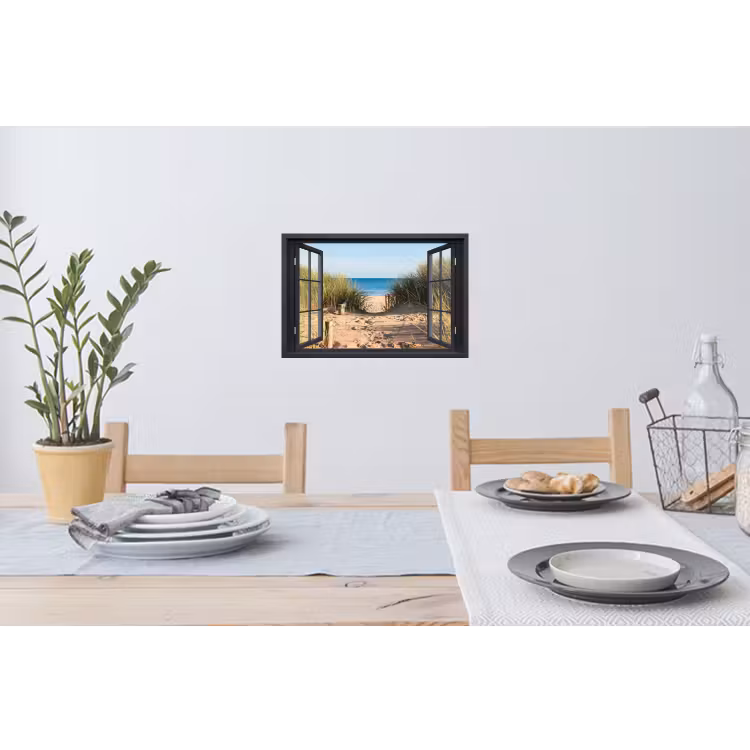 Muursticker - Doorkijk - Strand - Zee - Zand - Water - Helmgras - Duinen — 3