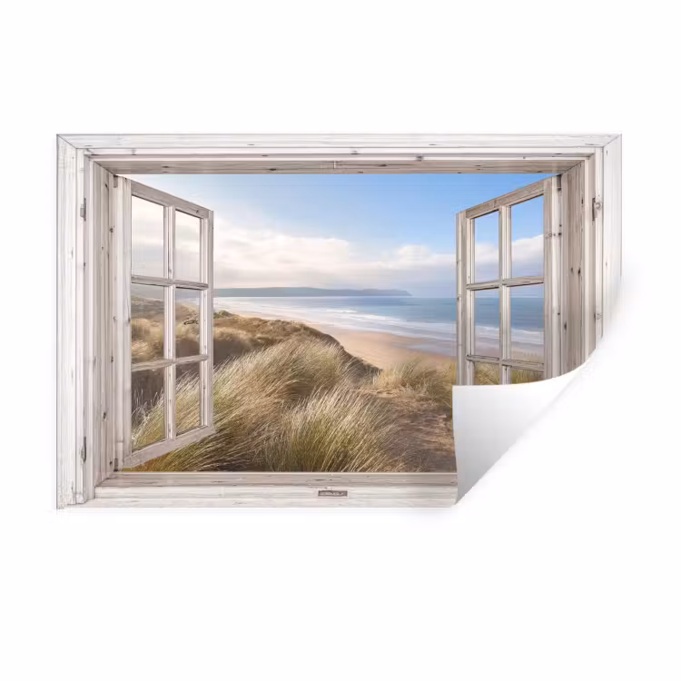 Muursticker - Doorkijk - Zee - Strand - Duinen — 1