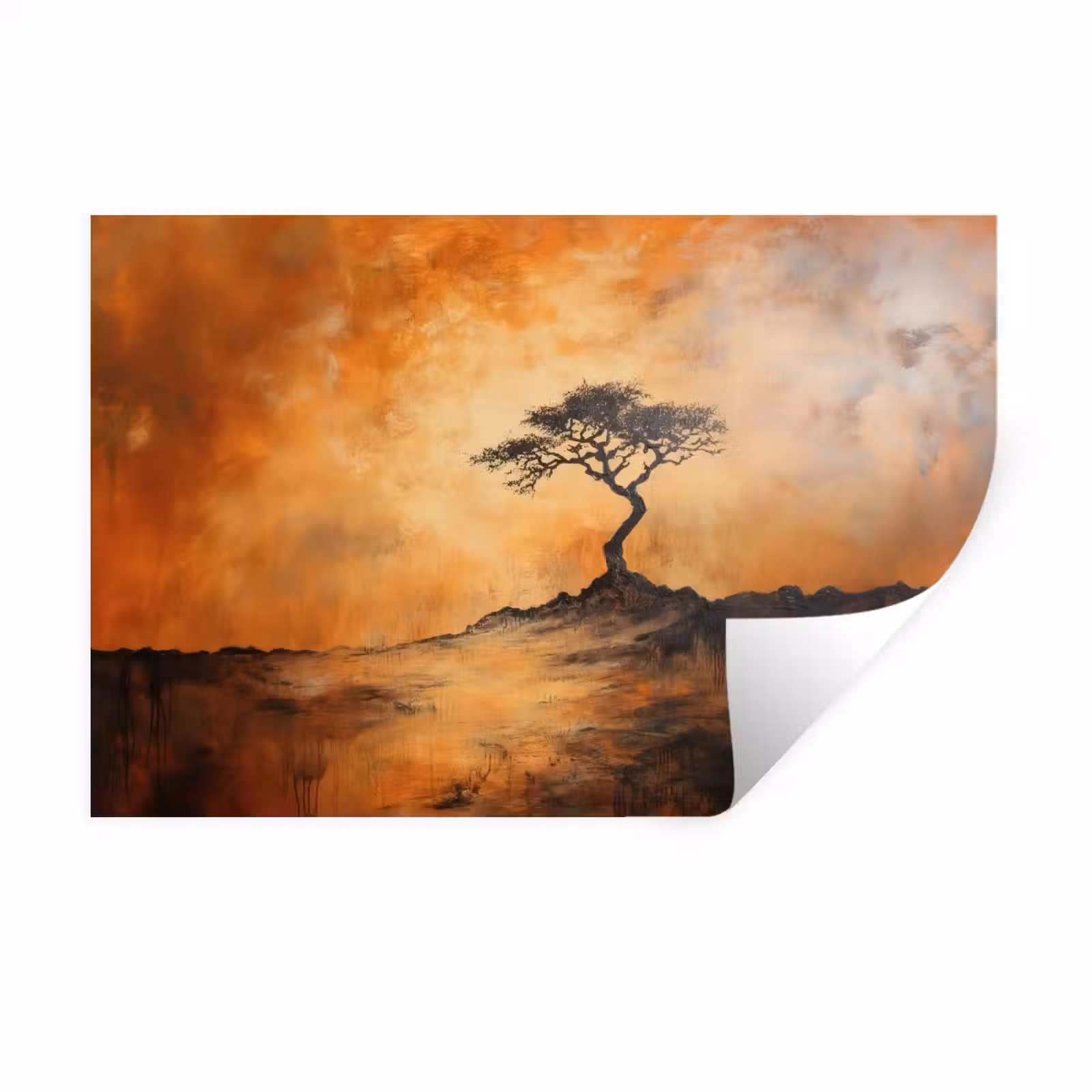Muursticker - Boom - Landschap - Oranje — 1