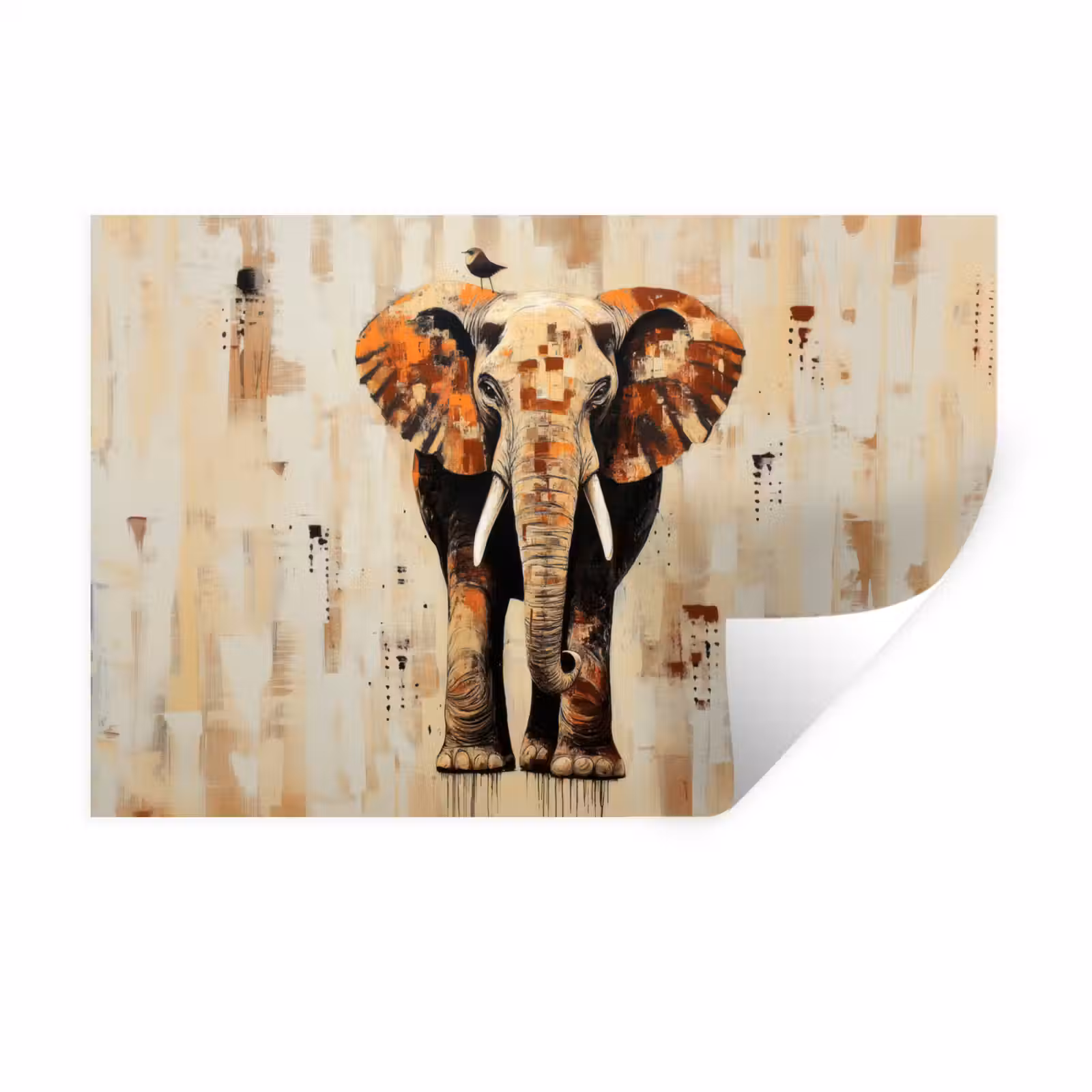Muursticker - Olifant - Slurf - Mozaïek - Abstract — 1
