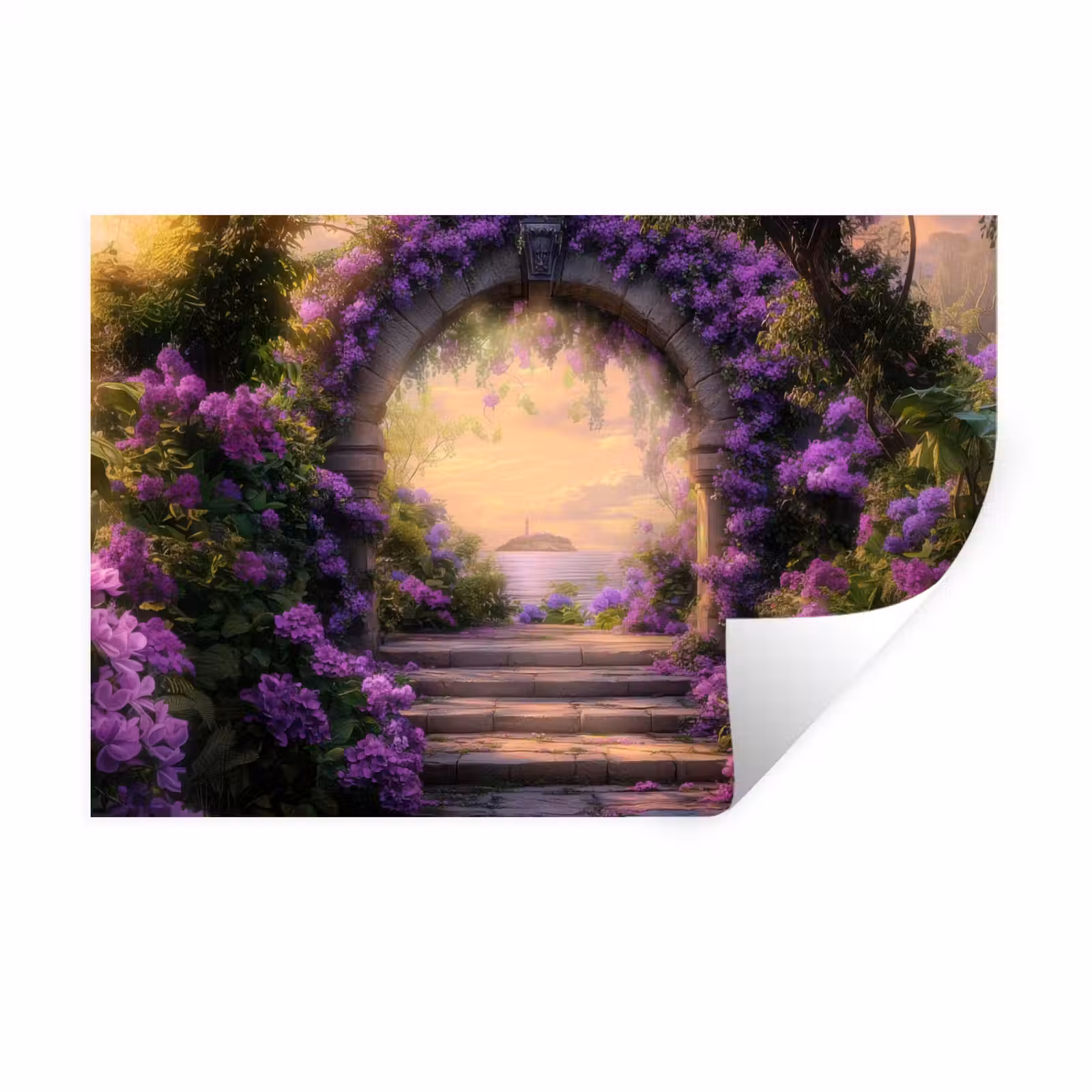 Muursticker - Poort - Paars - Bloemen — 1