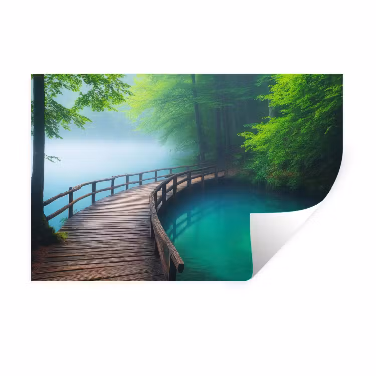 Muursticker - Brug - Water - Rivier - Bos — 1
